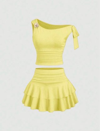 Conjunto Top y Falda Amarillo