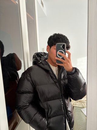 Chaqueta Zara Negra Plumas Capucha