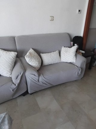 Funda para sofá gris y verde azulado