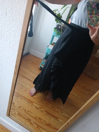 Falda Flamenco Volantes Floral Negra