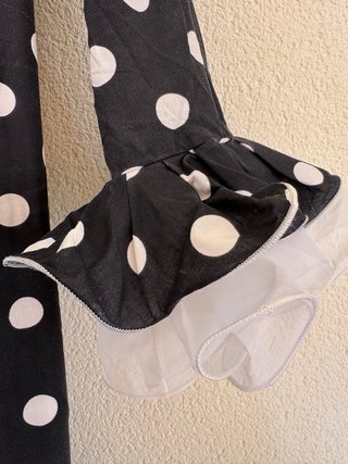 Vestido Flamenca Lunares Blanco Negro