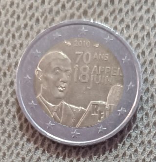 Moneda 2€ Francia 2010 70 Años Appel