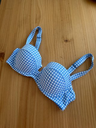 Top Bikini Cuadros vichy Azul y Blanco.