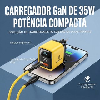 Carregador GaN Asometech 35W - Duas Portas USB