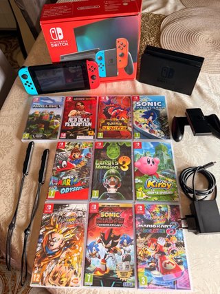 Nintendo Switch + 10 juegos + accesorios