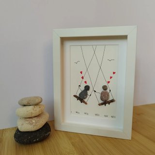 Cuadro de piedras y madera 30 x40 ikea