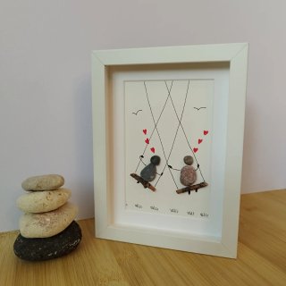 Cuadro de piedras y madera 30 x40 ikea
