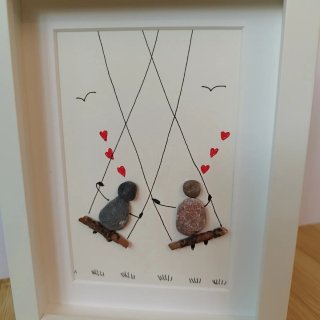 Cuadro de piedras y madera 30 x40 ikea