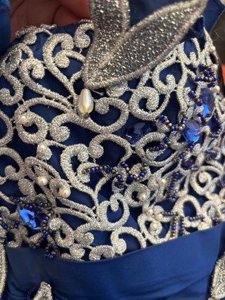 Abito cerimonia/18 anni + scarpe blu/argento