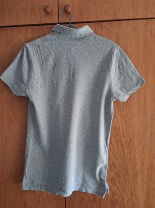 Polo Massimo Dutti de manga corta gris jaspeado