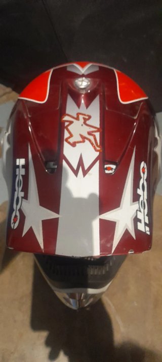 Casco Enduro Moto Cross Hebo Rojo Estrellas
