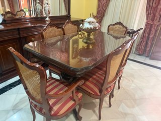 Mesa comedor y 6 sillas madera roble