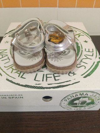 Sandalias Panama Jack mujer piel T.37 plata