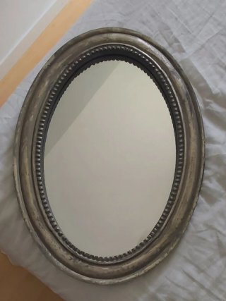 Espejo Ovalado Madera Plata