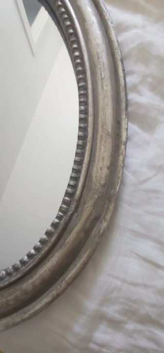 Espejo Ovalado Madera Plata