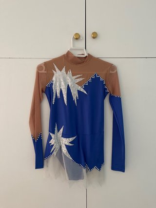 Maillot Gimnasia Rítmica Beige y Azul