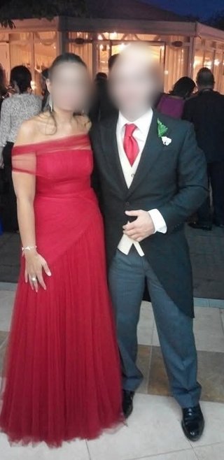 Vestido de fiesta rojo, marca Aire Barcelona