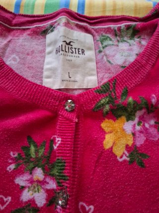 Cardigan Hollister floreale rosa taglia L