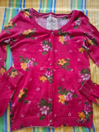 Cardigan Hollister floreale rosa taglia L