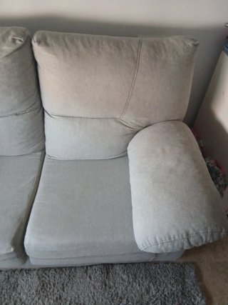 Sofá de 2 plazas tela beige/gris