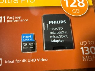3 tarjetas Micro SD Philips Ultra Pro 128Gb 4K UHD