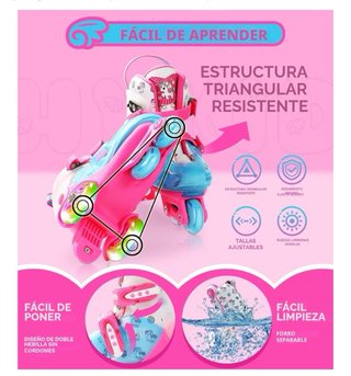 Patines 4 Ruedas Niña Ajustables 3-8 Años
