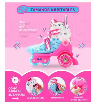 Patines 4 Ruedas Niña Ajustables 3-8 Años