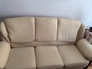 Sillón y Sofá Beige Tela y Madera
