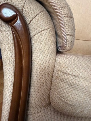 Sillón y Sofá Beige Tela y Madera