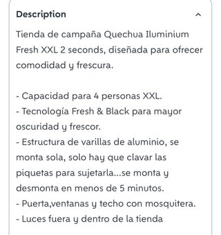 Tienda Quechua 2 XXL Ilumin Fresh 4 personas