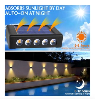 Aplique Solar Exterior 10 LED impermeable.