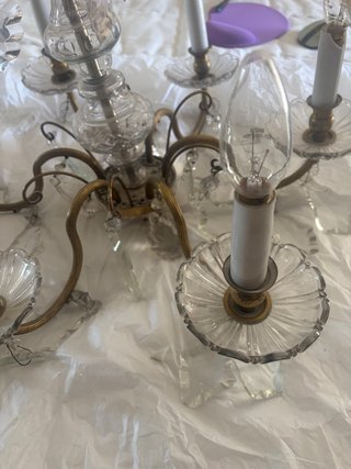 Lámpara araña cristal antigua 6 brazos