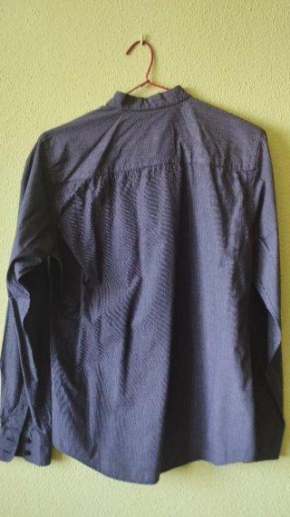 Camisa de vestir hombre azul/gris