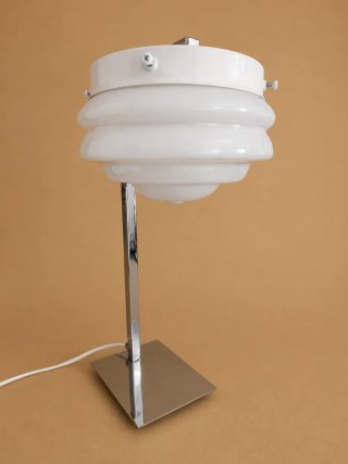 Candeeiro de Mesa Vintage Prata e Branco