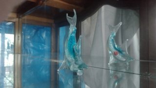 Figura in cristallo di Murano pesce blu trasparente