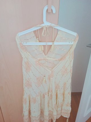 Vestido beige y rosa talla M
