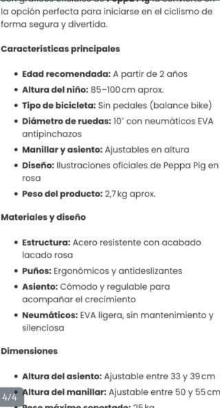Bicicleta Peppa Pig niña