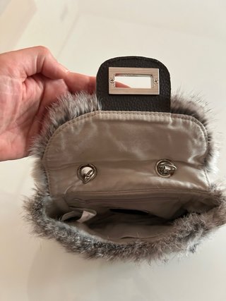 Bolso Piel Conejo Gris Cadena