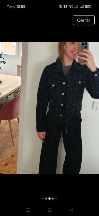 Chaqueta vaquera negra Mango tachuelas