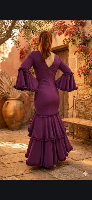 Traje Flamenca Morado Volantes TODAS LAS TALLAS.
