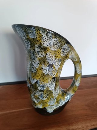 JARRA Y 6 VASOS CERAMICA VINTAGE