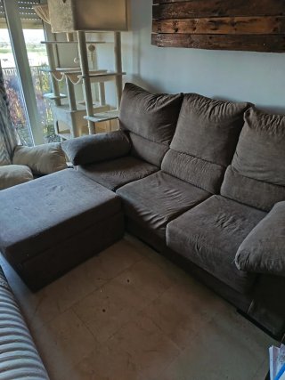 Sofá Chaise Longue Beige/Marrón