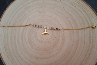Pulsera Aleta de Ballena Acero Dorado