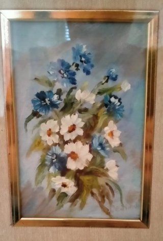 Quadretto vintage Fiori olio su tela