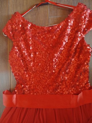 Vestido de fiesta lentejuelas rojo T.38
