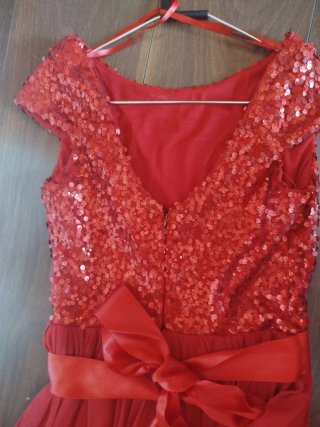 Vestido de fiesta lentejuelas rojo T.38