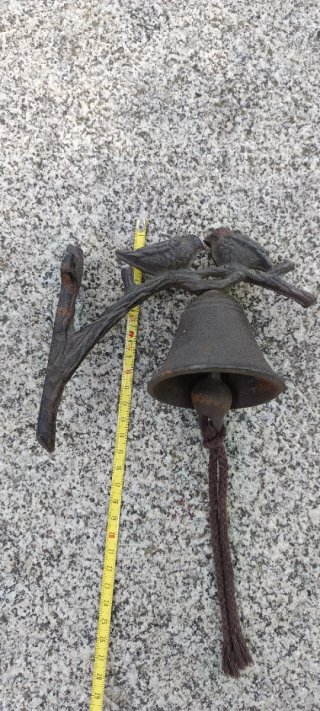Campana decorativa metal pájaros