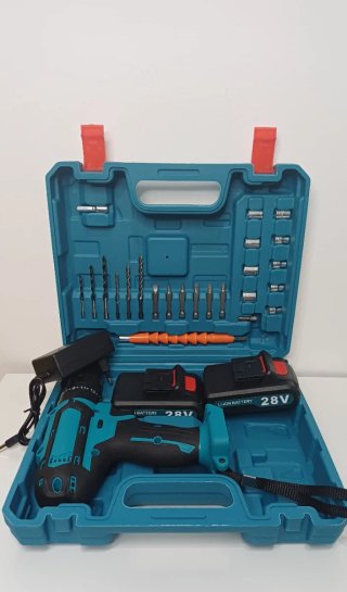 Taladro atornillador 28V con accesorios nuevo