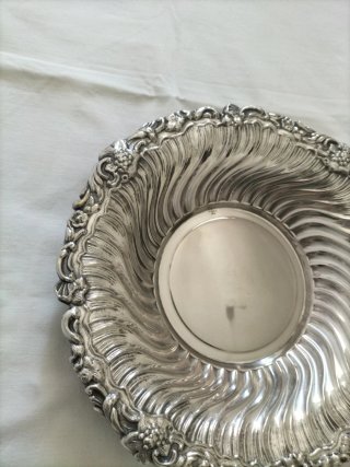 Vajilla antigua plata alpaca fuente servir bandeja
