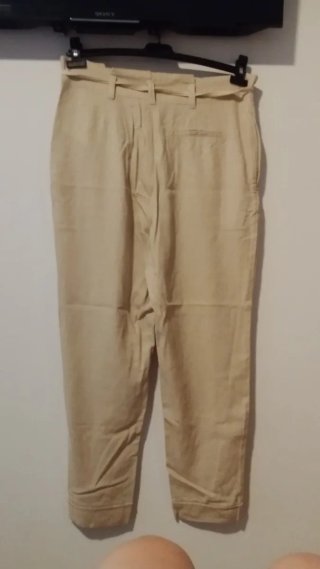 Pantalón de lino beige